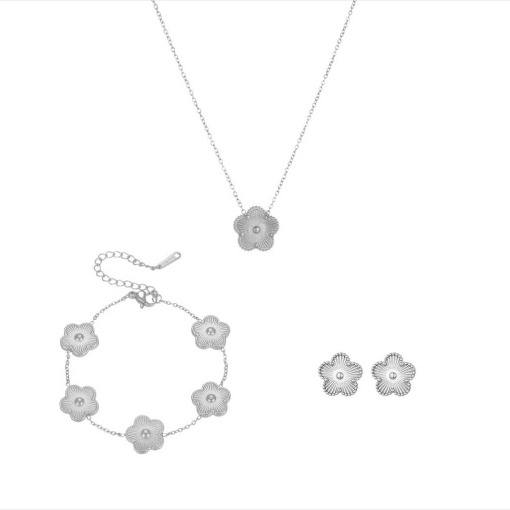 Classic Clover Pendant Set - Silver