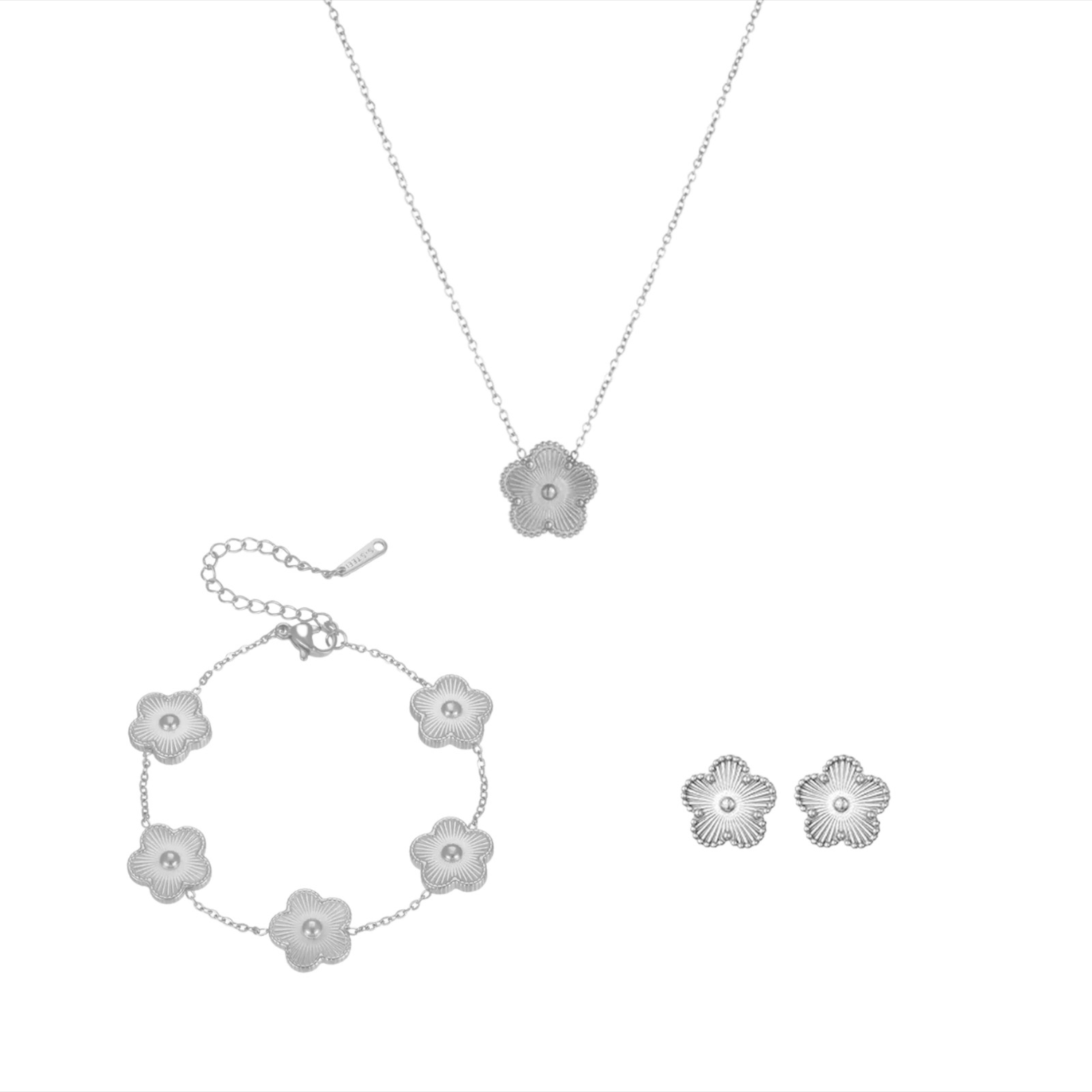 Classic Clover Pendant Set - Silver
