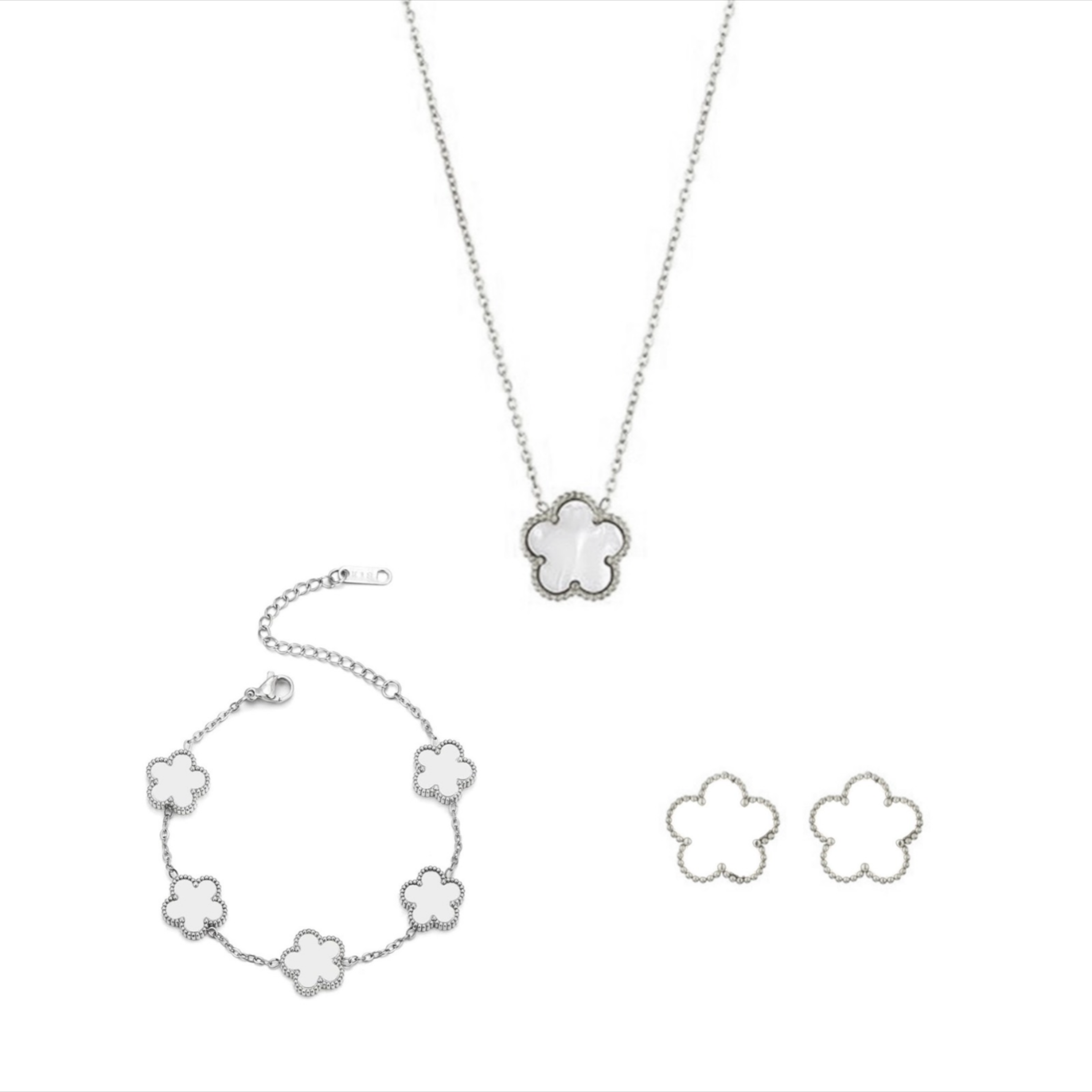 Classic Clover Pendant Set - Silver