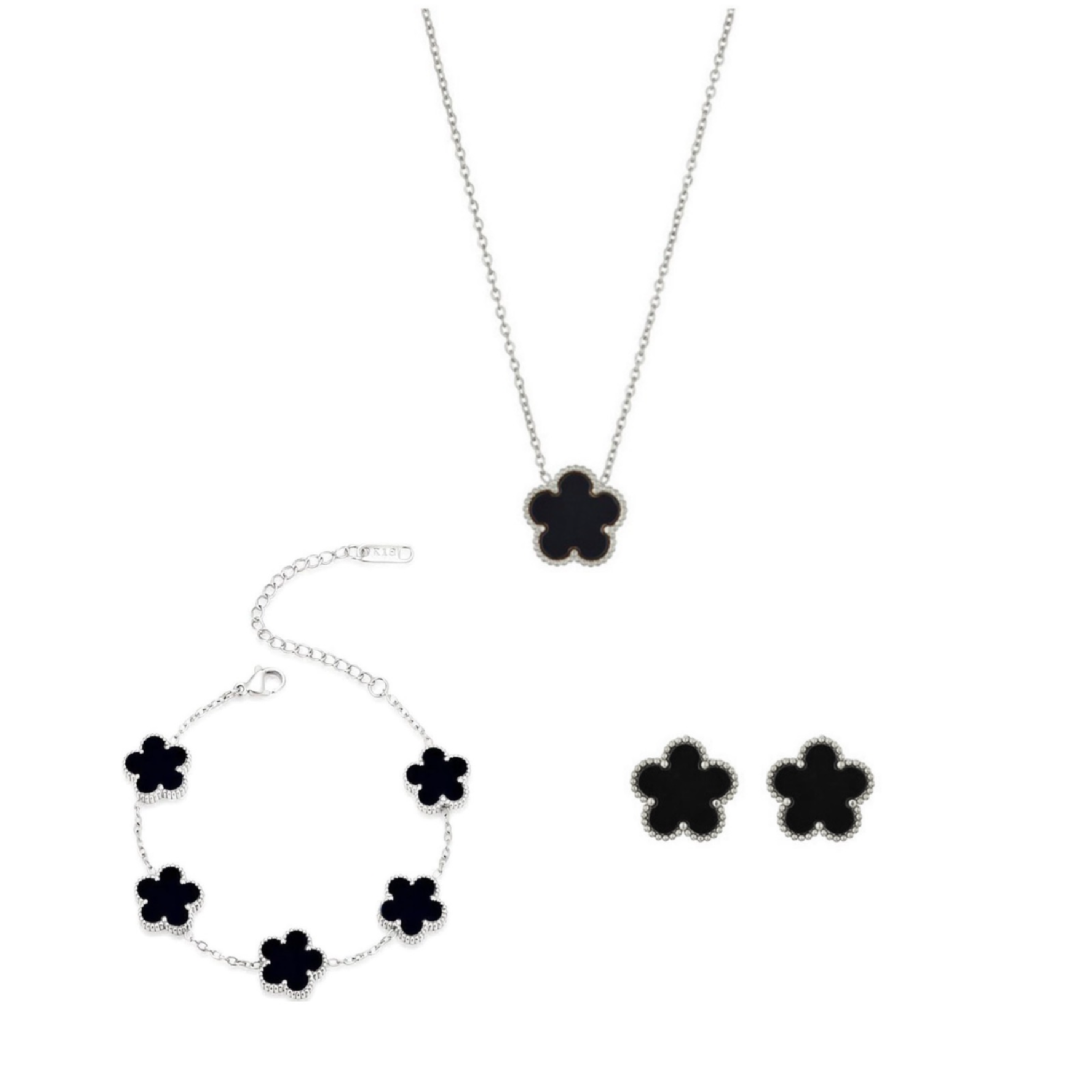 Classic Clover Pendant Set - Silver