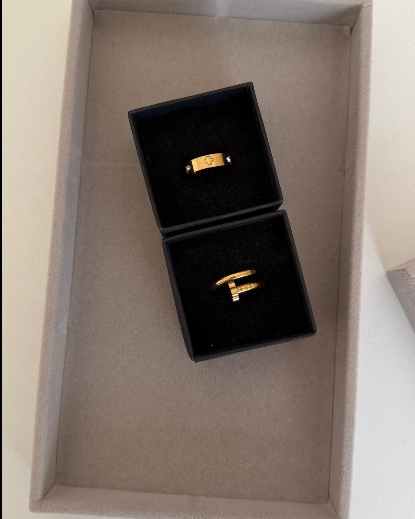 Nail & Clover Ring Set