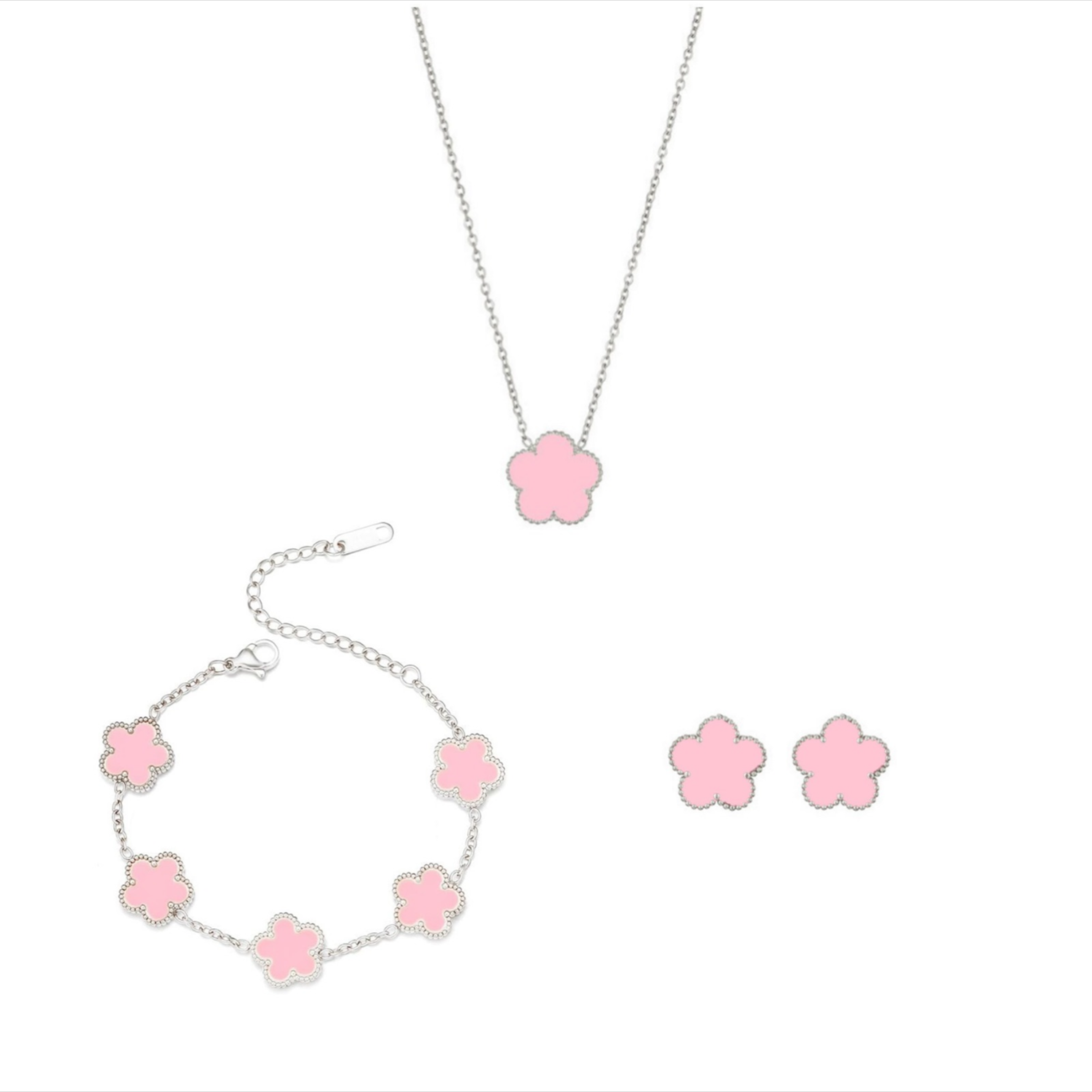 Classic Clover Pendant Set - Silver